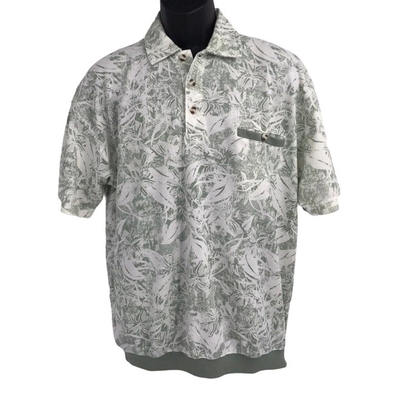 Safe Harbor Men's White & Green Short Sleeves Collared Polo T Shirt Size Large - Picture 1 of 5